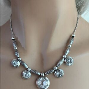 Brighton Art Deco Crystal Collar Silver Pendant Necklace.